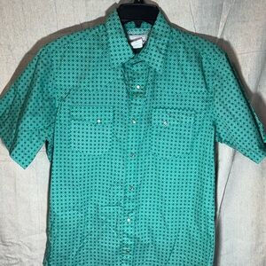 Wrangler Teal Geometric Button Down Shirt